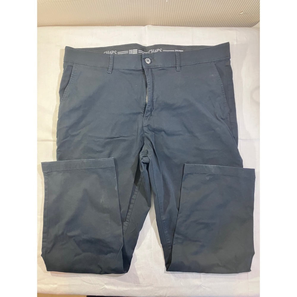 Chaps Mens Straight Fit Black Stretch‎ Cotton Chino Pants 40x30